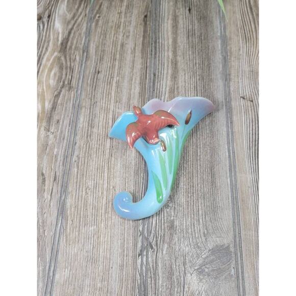 Vintage Wall Pocket Vase, Duck 149144 Cattails & Cornucopia - Picture 1 of 4